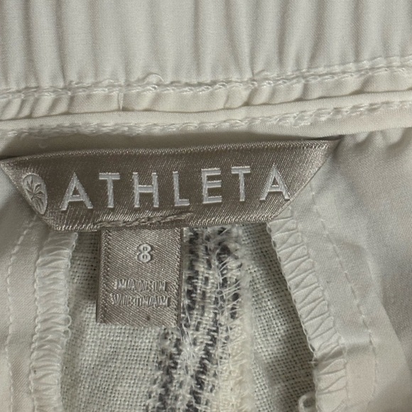 Athleta Stripe Bali 100% Linen Pants Women's Blue White Pinstripes wide … - Picture 5 of 12